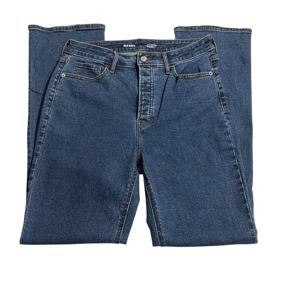 Old Navy Womens 10 Extra High Rise Kicker Boot Cut Button Fly Dark Wash Denim - Picture 4 of 12